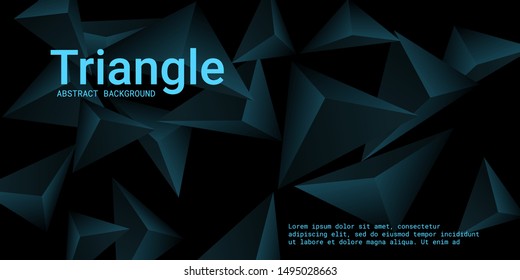 Triangular background. Abstract composition of 3d triangles. 3D vector illustration . Minimal geometric background.  Turquoise  three-dimensional triangle in space.