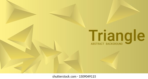 Triangular background. Abstract composition of 3d triangles. 3D vector illustration . Minimal geometric background.  Yellow  three-dimensional triangle in space.