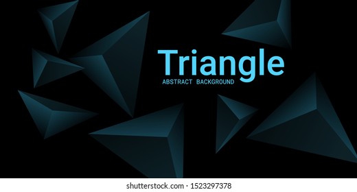 Triangular background. Abstract composition of 3d triangles. 3D vector illustration . Minimal geometric background.  Turquoise  three-dimensional triangle in space.