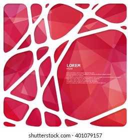 Triangular background of bright red colors with white creative frame.