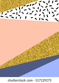 Triangular background with gold and hand drawn texture, geometric elements.