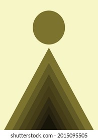 The triangular background has a gradation from light to dark with a circle in the middle.