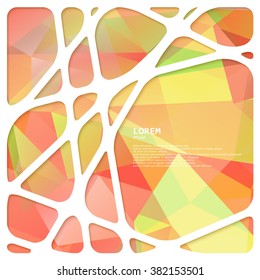 Triangular background of pastel colors with white creative frame.