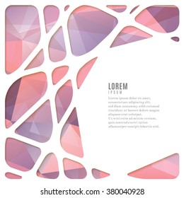 Triangular background of soft pink violet colors with white creative frame.