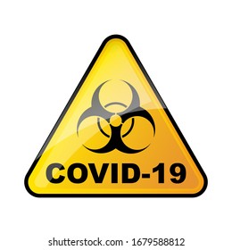 Signo de riesgo biológico triangular aislado. Signo del coronavirus Biohazard. No hay signo de covid-19. Ilustración vectorial.