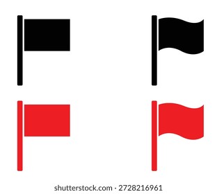 Ícones triangulares de sinalizador preto e vermelho