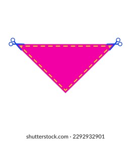 Triangular blank frame with scissors and a dotted cut line.