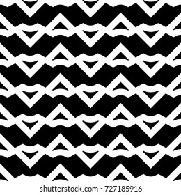 Triangular blocks wallpaper. Repeated geometrical figures background. Seamless surface pattern design with chevrons. Mosaic polygons motif. Digital paper with jagged triangles. Web designing. Vector.