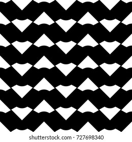 Triangular blocks wallpaper. Repeated geometrical figures background. Seamless surface pattern design with chevrons. Mosaic polygons motif. Digital paper with jagged triangles. Web designing. Vector.