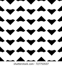 Triangular blocks wallpaper. Repeated geometrical figures background. Seamless surface pattern design with chevrons. Mosaic polygons motif. Digital paper with jagged triangles. Web designing. Vector.