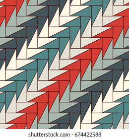 Triangular blocks wallpaper. Seamless surface pattern design with repeated geometric figures. Ear of wheat motif. Modern style digital paper, textile print, page fill. Vector art