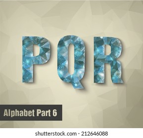triangular blue alphabet PQR . vector