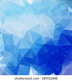 Triangular  blue modern mosaic background. Geometric  polygonal abstract art backdrop for mobile and web design. 