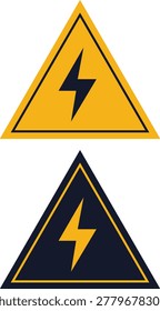 Triangular Board Style Power Outage Warning Signs Vector Set 2x Yellow Safety Sticker Clips Lightining Bolt Illustration Vector Illustration