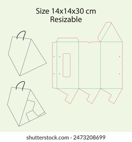 Triangular Box - Bag with Display Window Template - Die cut