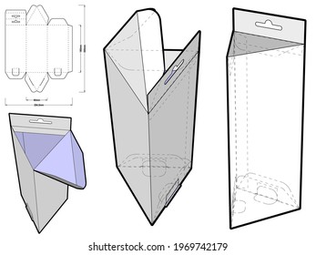 Triangular Box and Die-cut Pattern. The .eps file is full scale and fully functional. Prepared for real cardboard production.