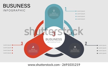 Triangular Business Infographic, 3 Part Infographic Template, Radial Infographic Layout, Step Diagram Vector, Modern Business Infographic 
