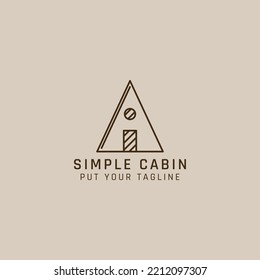 Triangular cabin logo with one unique door and window.