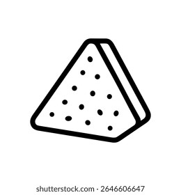 Triangular cake dotted with chocolate chips. Icon Symbol Illustration