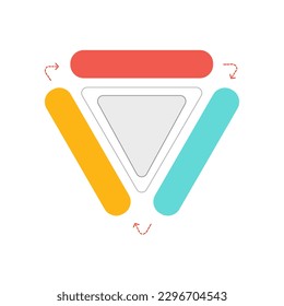 Triangular chart with 3 options. infographic diagram steps.
