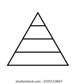 Triangular charts separated by hierarchy. Pyramid charts representing levels and stages.