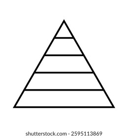 Triangular charts separated by hierarchy. Pyramid charts representing levels and stages.