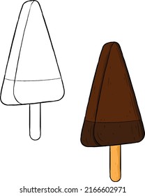 Triangular chocolate popsycle vector illustration. Perfect for practice coloring, drawing, printing, wallpaper, prints, cards, etc.