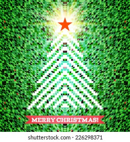 Triangular Christmas tree design on green background