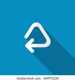 Triangular clockwise arrow rotation icon. Modern design flat style icon with long shadow effect