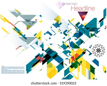 Triangular colored background. Example of cover design, brochure, flyer.