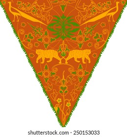 Triangular colored ornament with abstract elements