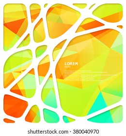 Triangular colorful background  with white creative network frame.