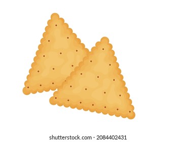 Triangular crackers. Two crackers. Illustration of food, snacks. Healthy snack.