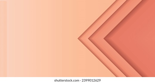 Papel de corte triangular dividido en capas. Fondo abstracto de gradiente 3D. Tendencia de color de 2024 Peach fuzz. Diseñar elementos de textura para banner, afiche, fondo, pared, papel pintado. Ilustración vectorial.