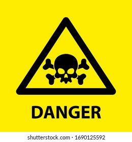 Triangular Danger Icon Skull Crossbones On Stock Vector (Royalty Free ...