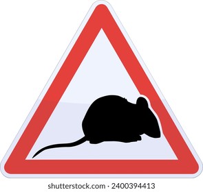 Triangular danger sign of the presence of rats (cut out)
