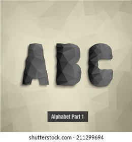 triangular dark alphabet A B C