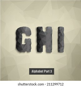 triangular dark alphabet G H I