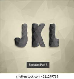 triangular dark alphabet J K L