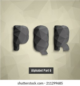 triangular dark alphabet P R Q