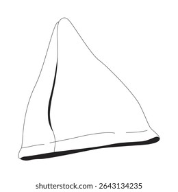Objeto de linha 2D samosa frito triangular. Lanche étnico indiano. Massa salgada. Comida de rua. Appetizer tradicional isolado clipart vetor tinta contorno item. Ilustração de ponto monocromático