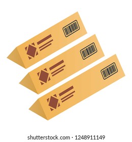 Triangular delivery box icon. Isometric of triangular delivery box vector icon for web design isolated on white background