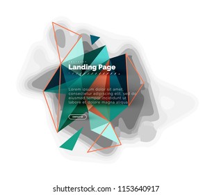 Triangular design abstract background, landing page. Low poly style colorful triangles on white. Vector illustration