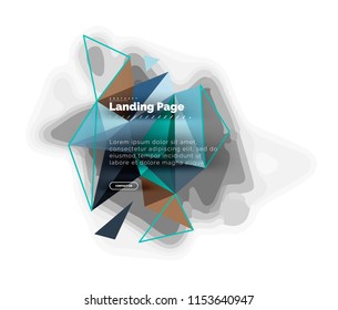 Triangular design abstract background, landing page. Low poly style colorful triangles on white. Vector illustration