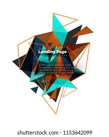 Triangular design abstract background, landing page. Low poly style colorful triangles on white. Vector illustration