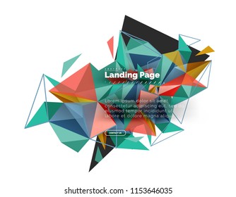 Fondo abstracto de diseño triangular, página de inicio. Triángulos coloridos de bajo estilo polaco sobre blanco. Ilustración del vector