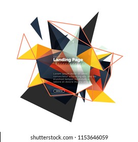 Triangular design abstract background, landing page. Low poly style colorful triangles on white. Vector illustration