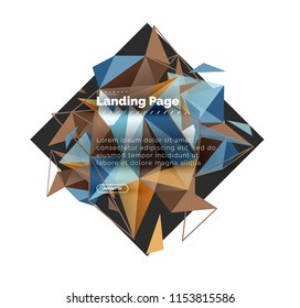 Triangular design abstract background, landing page. Low poly style colorful triangles on white. Vector illustration