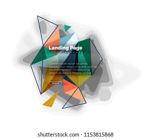 Triangular design abstract background, landing page. Low poly style colorful triangles on white. Vector illustration