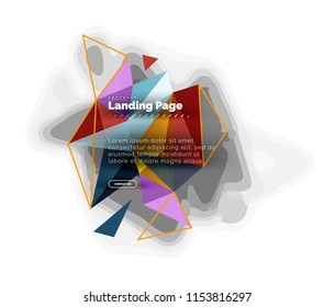 Triangular design abstract background, landing page. Low poly style colorful triangles on white. Vector illustration